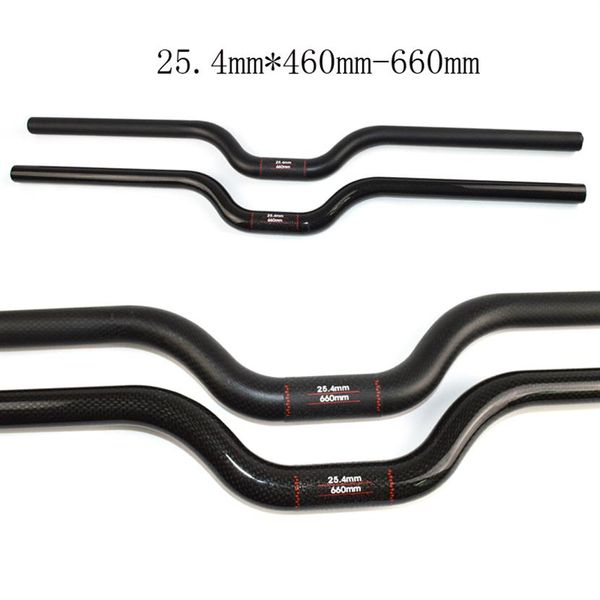 Magrador de fibra de carbono de 3K 25 4mm 460-660mm infantil infantil bicicleta de bicicleta de bicicleta de bicicleta BMX Partes de ciclismo Big Rise Bar Matte OR2607