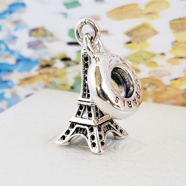 Il ciondolo con torre Eiffel in argento sterling 100% 925 si adatta ai braccialetti con ciondoli Pandora europei