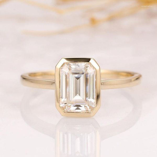 Кластерные кольца cxsjeremy solid 14k 585 желтый изумрудный срез 2ct 6 8 мм обручальное кольцо для женского обручального кольца для женщин с пакетом.