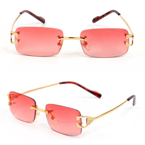 occhiali da vista uomo carti occhiali occhiali da sole firmati donna moda rettangolo Business Men Brand Design Summer Shades Lenti colorate Alloy Rimless Frameless Con scatola