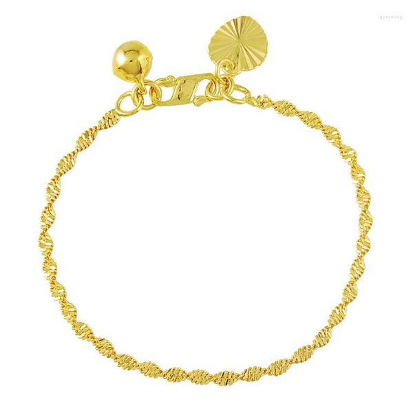 Charm Armbänder 2022 24K Gold Armband Überzug gefüllt 2mm18cm Wasserwelle Damen Schmuck Geschenk Großhandel JH026