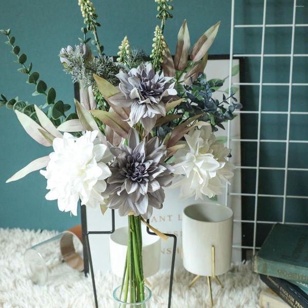 Dekoratif Çiçekler Yapay İpek Dahlia Daisies Ev Düğün Dekorasyonu için Kullanılan DIY DIY sahte oda Q0003