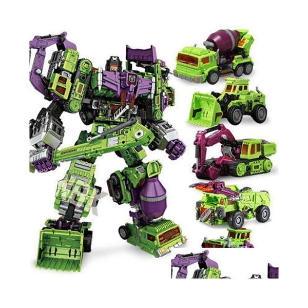 Trasformazione Giocattoli Robot all'ingrosso Nbk Oversize Devastator Transformater Boy Robot Car Escavatore Camion Modello Action Figure Kid Dhkuo