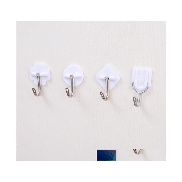 Ganci Rails 1Pc Gancio a tromba piccolo Cartone animato bianco Plastica Forte appiccicoso Cucina Accessori per il bagno Asciugamano Portaborsa Appendere a parete Otyp8