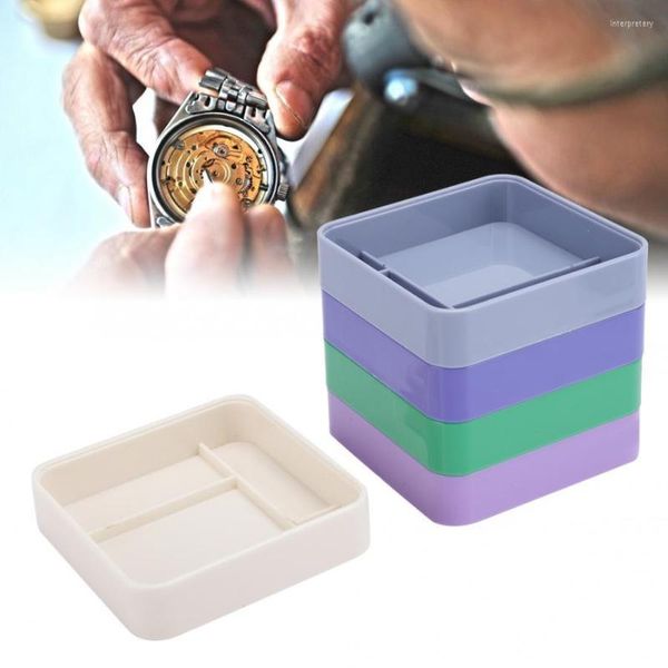 Kit di riparazione per orologi Strumento leggero Parte antipolvere in plastica Scatola di immagazzinaggio per viti Parti accessorie per orologiaio