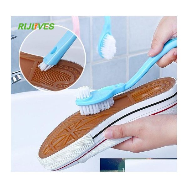 Escova de limpeza pincel de sapato puxa dupla longa alça de lavagem limpa pratos de banheiros em casa ferramentas portáteis de entrega de entrega de jardim otpfz