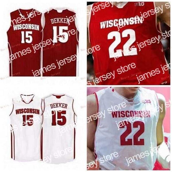 O basquete universit￡rio usa Nik1 costume 33 Taylor Currie 34 Brad Davison 35 Nate Reuvers 44 Frank Kaminsky Wisconsin Badgers Men Jersey Mulheres da Juventude