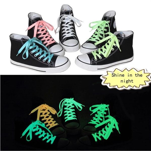 100 Pz Brand New Luminoso Glow In The Dark Lacci Delle Scarpe Piatto Sport Atletico Stivali Lacci Delle Scarpe Stringhe 50 Paia 209Z