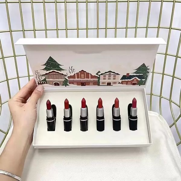 Бренд Рождественские помады 6pcs set dubonnet rubywoo chili 6colors губы макияж обнаженная помада помада