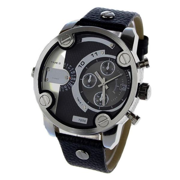 Fashion Brand 7256 Orologio da polso da uomo con cinturino in pelle al quarzo con cinturino in pelle con quadrante multiplo da uomo di marca 7256296x