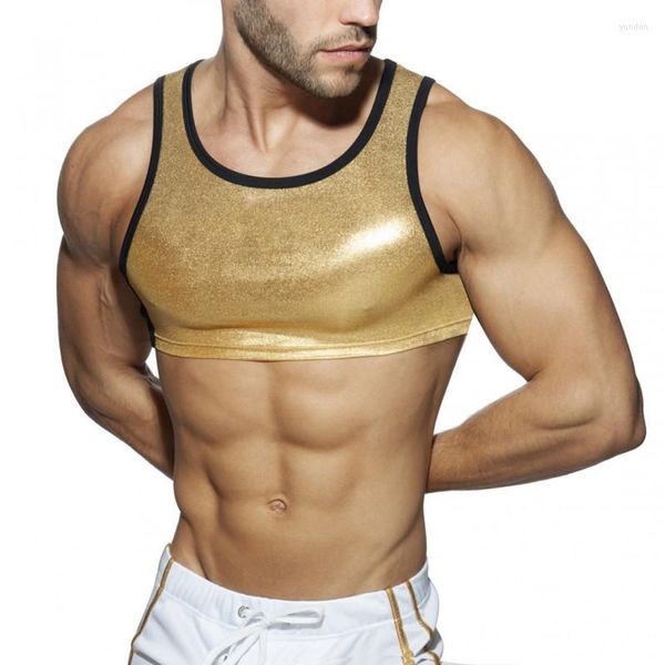 Laufsets 2 -teilige Outfits f￼r M￤nner ￤rmelloses Crop Top und kurze Hosen Gay Clubwear Party Kango Shorts Slim Fit West Tank T Shirt