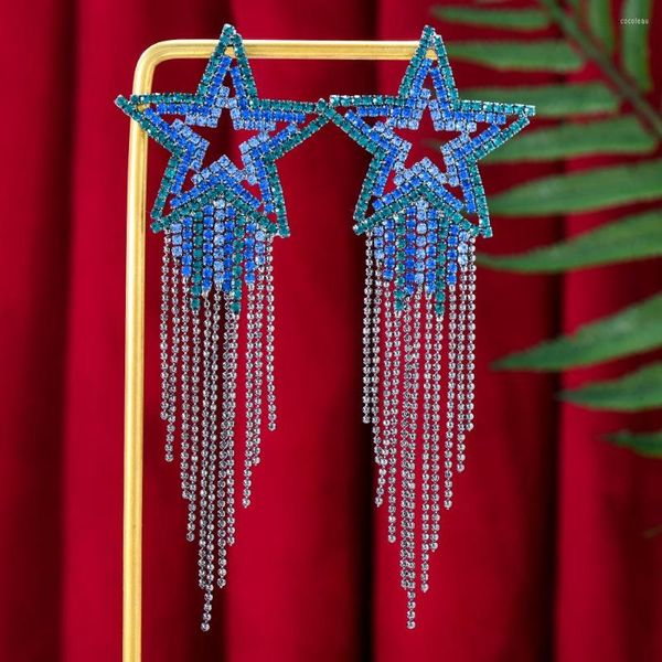 Dangle Küpeler Soramoore Lüks CZ Boho Cazibe Damlası Kadınlar için Düğün Gelin Mücevherleri Aretes de Mujer Modernos 2022 Ins Shiny Blue