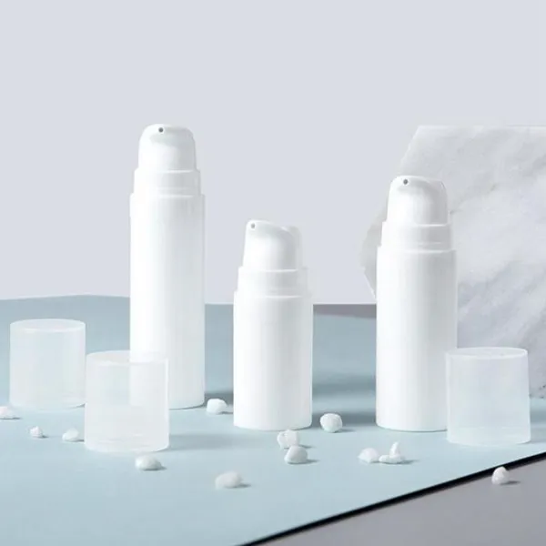 5 ml/10 ml/15 ml weiße leere Airless-Pumpflaschen aus Kunststoff, Großhandel, Vakuum-Druck-Lotion-Flasche, Kosmetikbehälter, Probe