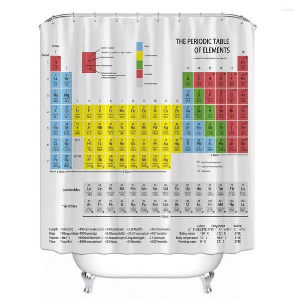 Tenda Tavola periodica degli elementi Tende da bagno Doccia impermeabile Tessuto bianco per il bagno