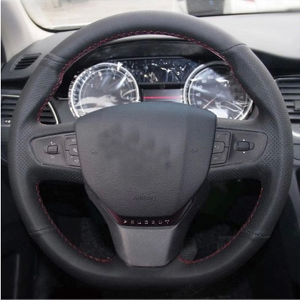 per Citroen C3 C3-XR 2015-2019 C4 2016-2019 Traveller 2016-2019 Coprivolante in pelle nera antiscivolo cucita a mano