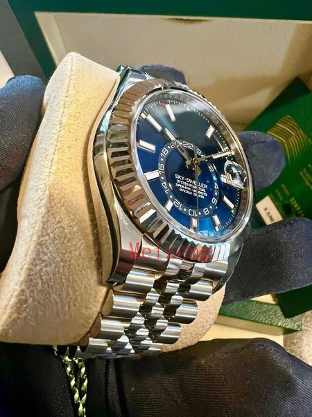 Luxus-Armbanduhr BRANDNEU Sky-Dweller Weißgold BLAUES ZIFFERBLATT 42 mm Jubiläumsuhr 326934 Herren-Automatikuhr