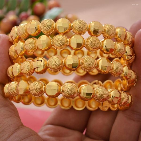 Braccialetto 4 pezzi/set braccialetti color oro per donne ragazze Dubai braccialetti gioielli arabi mediorientali africani moda perline