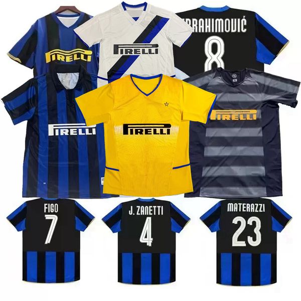 Inter Retro Futbol Formaları 1997 98 99 2000 01 02 03 04 05 07 08 09 Ibrahimovic Figo Adriano Stankovic Cambiasso Crespo J.Zanettti Milans Vintage Klasik Futbol Gömlek