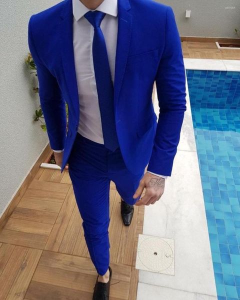 Abiti da uomo 2022 Arrivo Royal Blue Prom Suitstrajes Para Hombre Ultimi disegni di pantaloni cappotto Moda uomo Abiti Giacca da uomo slim fit