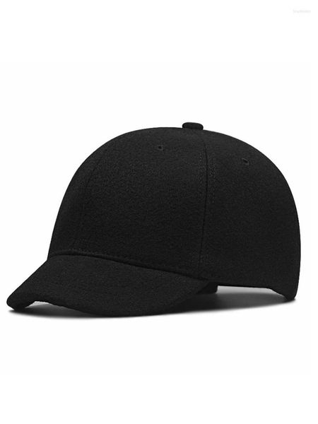 Шариковые шапки Большой голова мужчины зимняя шерстяные шляпы большого размера мужчина плюс размеры ощущаются маленькие края бейсбольной холст шляпа 55-60 см 60-65см