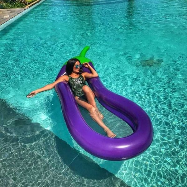 Salvagente boa 270 cm PVC gigante melanzana piscina galleggiante forma melanzana gonfiabile galleggia zattera gonfiabile piscina anello letto ad acqua per il partito T221214