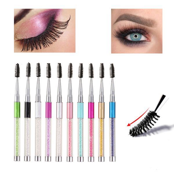 11 Farben Strass -Wimpernpinsel Wimperntusche Applikator Augenbrauen Kamm Diamant Make -up Pinsel wiederverwendbarer Spiralpeitschenpinsel