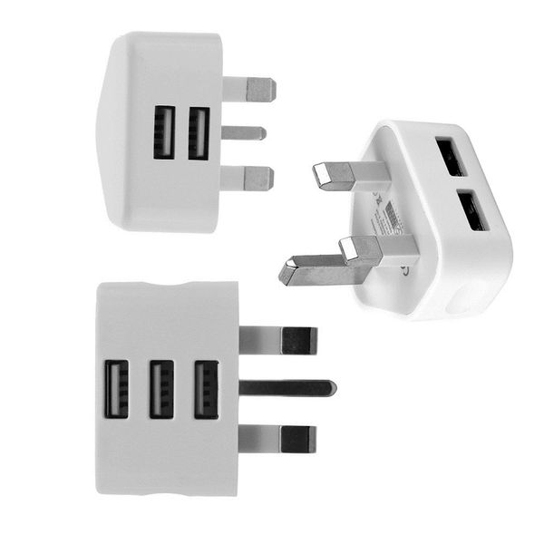 2A Adaptador de carregador USB duplo UK Carregador 5V 2.1a Smartphone de cabe￧a de carregamento padr￣o brit￢nica para iPhone XS Max Wall Chargers Cable