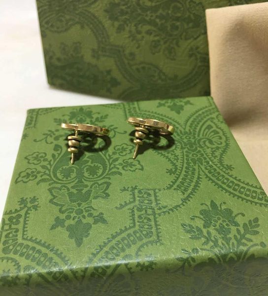 Orecchini a doppia lettera di design retrò Orecchini a bottone per orecchio Bijoux per gioielli di fidanzamento regalo per amanti del matrimonio della festa della sposa delle donne della signora