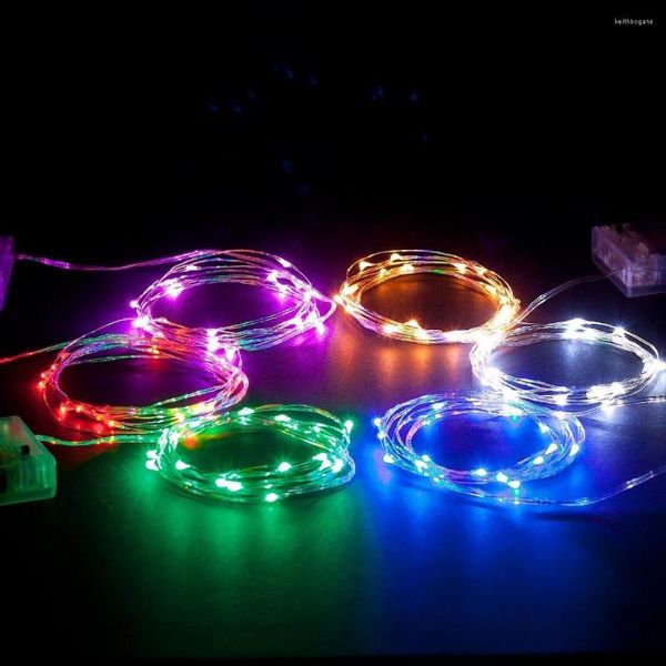 Dizeler 100 PCS Sıcak Beyaz/Soğuk Whie/R/G/B 2m 20 LED String 3 Pil Partılı Gümüş Renkli Bakır Tel Mini Peri Lamba