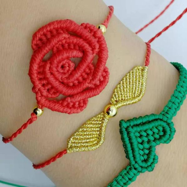 Bracelets de charme mulheres macru romatnic handcraft oco lucky Red Wax ladelo