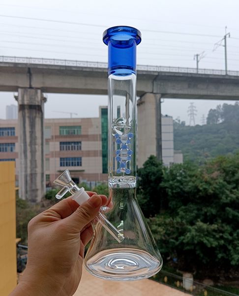 Copo de vidro azul Bong Hookahs DNA Dab Rig Percoladores Reciclador de água Bubbler Shisha com acessórios para tigela