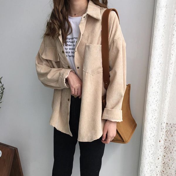 Jackets femininos Deeptown Corduroy Vintage Mulheres Estéticas Harajuku Moda Coreana Chique Elegante Autumn Oversized College Beds