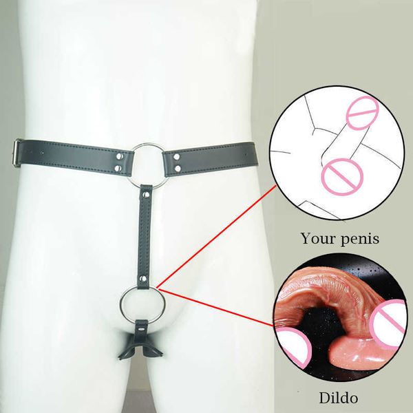 Giocattoli sessuali masager Vibratore Giocattoli Pelle Maschile Butt Harness Bdsm Orgasmo Dispositivo di castità Strap-on Plug anale Bondage Strapon Biancheria intima ATJ8