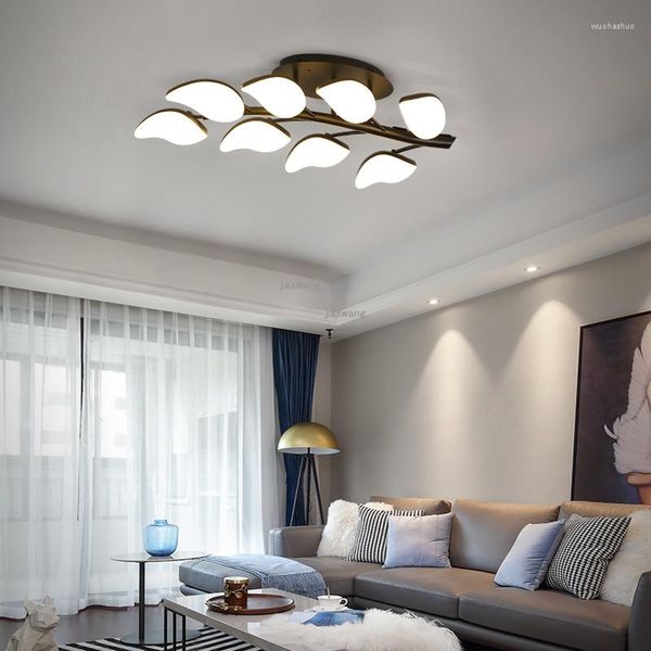 Plafoniere Decorazioni per la casa postmoderne Luce a LED Design creativo Foglie d'arte Illuminazione per soggiorno Lustre Apparecchi per interni