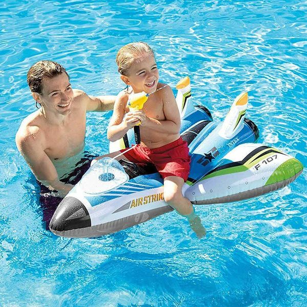 Zwemvest Boei Kinderzitje Waterspeelgoed Opblaasbare houder Jet Water Jet Gun Zwemring 3-8 jaar oud Drijvende stoel Opblaasbaar zwembadspeelgoed T221214