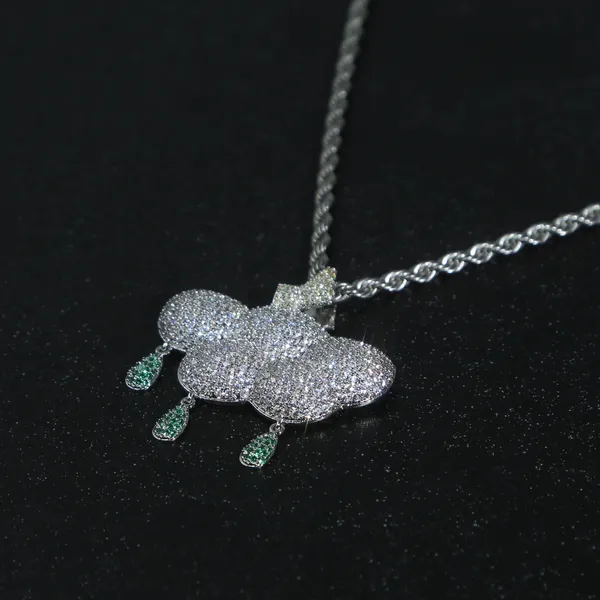 Iced Out Bling 5A CZ Cloud Pingente Colar Charm Micro Pave Full Cubic Zironica Stone Hip Hop Fashion Cool Letter Jewelry Mens