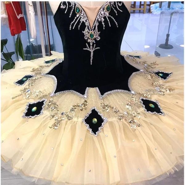 Stage Wear FLTOTURE Black Tutu Performance di balletto per adulti Pancake Skirt Concorso di variazione di paquita professionale Ballerina Abiti da ballo