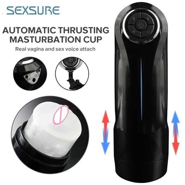 Brinquedos sexuais massageador 5 velocidades masturbador automático copo com japonês gemendo forte máquina de energia para homens vagina de borracha masculina