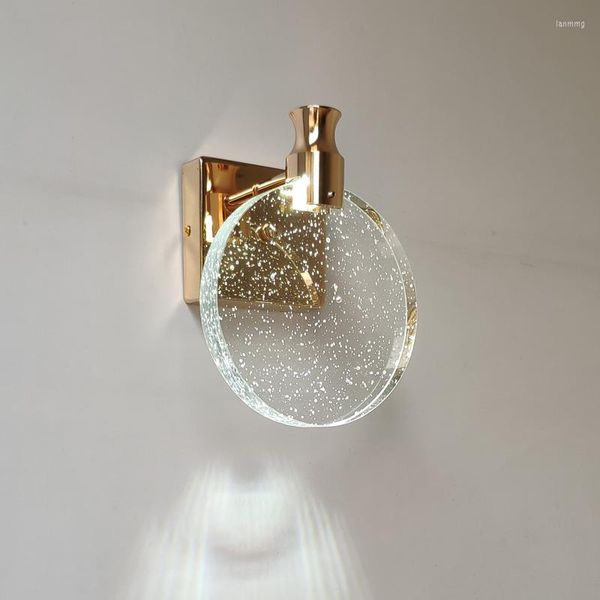 Lâmpada de parede Cristal de strass para banheiro espelho de penteado moderno Luzes LED de cabeceira quarto