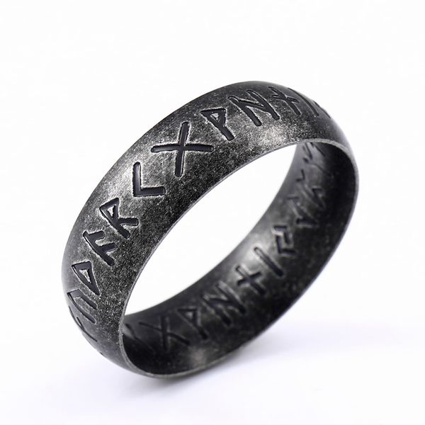 Anello stile moda in acciaio inossidabile UOMINI Doppia lettera Rune Parole Odino Norreno Vichingo Amuleto RETRO Anelli Gioielli
