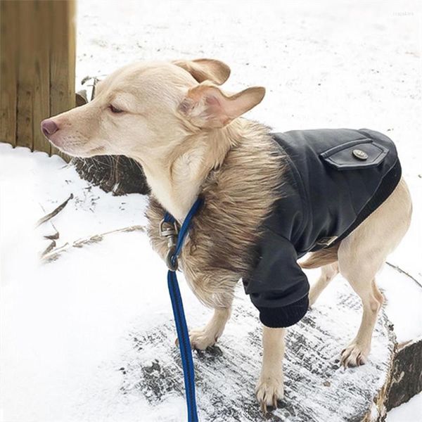 Abbigliamento per cani Giacca in pelle calda e spessa per animali domestici Abbigliamento invernale Cappotto per costumi per cani Calore e protezione dal freddo Forniture Yorkshire