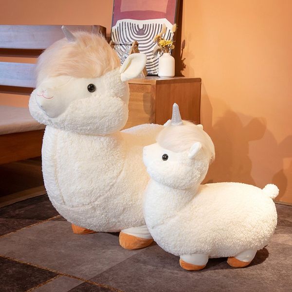 Udibile Luminoso Lama Alpaca Peluche Farcito Morbido Lungo Peluche Realistico Alpaca Pecora Abbraccio Cuscino di Tiro Animali A Pelo