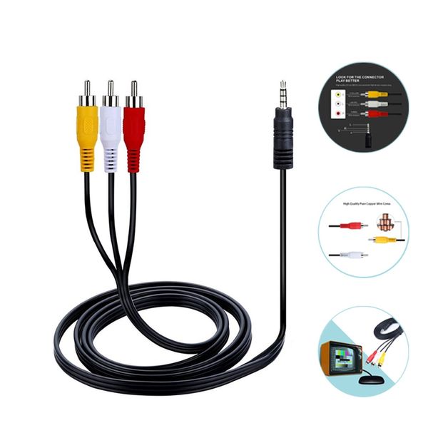 Tappo da 1 m da 3,5 mm Plug 3 Adattatore RCA Adattatore Aux Cavo Aux Video Audio Maschio AV per altoparlante Filo TV DVD