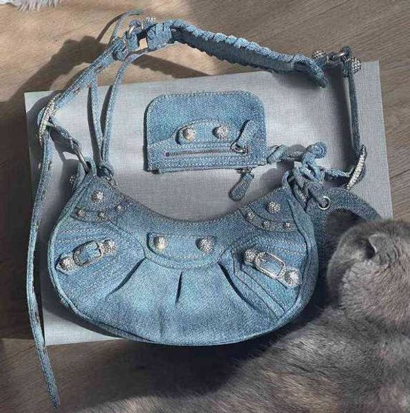 Bolsas de noite Mulher Denim Diamante Bolsa de Mensageiro de ombro rebate