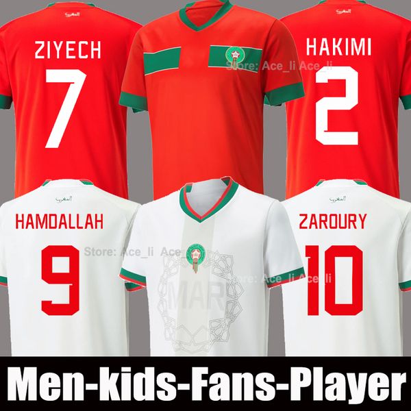 Maglia da calcio Marocco Maillot de foot ZIYECH HAKIMI BOUTAIB Camiseta futbol BOUSSOUFA EL AHMADI maglia da calcio nazionale UOMO BAMBINO kit