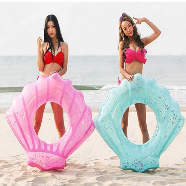 Giubbotto di salvataggio Boa 80/90 / 110cm Anello gonfiabile per il nuoto conchiglia con paillettes Nuova piscina Giocattoli gonfiabili Galleggiante per bambini Anello per il nuoto Piscina gonfiabile Galleggiante Boia T221214