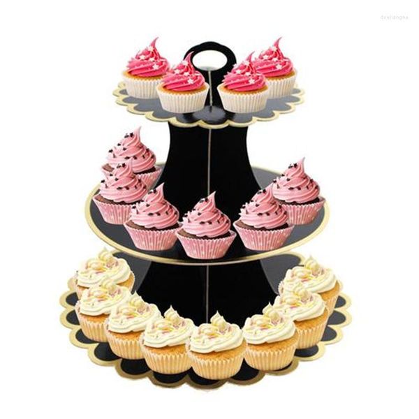 Ferramentas de Bakeware 3 camadas Crown Cake Stand Aniversário Display Rack Cupcake Bandeja de pratos especializados Snack Frutas de biscoito portador de biscoitos