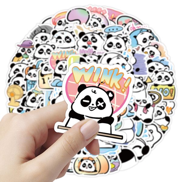 60pcs adesivos de panda fofos Acessórios de skate Vinil adesivo hippie à prova d'água para laptop para laptop de laptop decoração de decalques de carro de carro