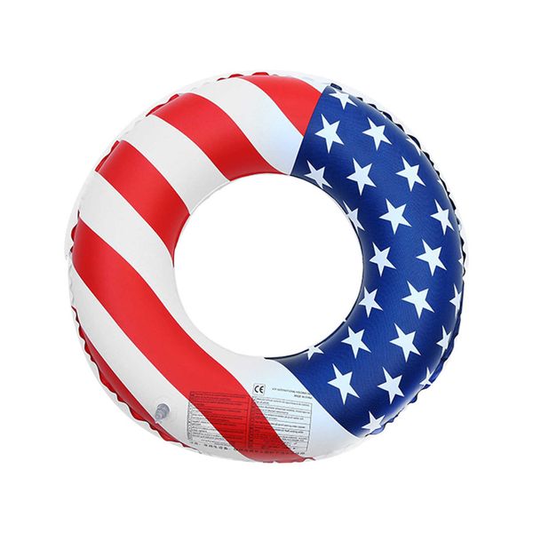 Vida Bóia Vida espessada Piscina de praia de esportes de água Circular Round Party Toy Toy Inflable Float Ring Ring PVC American Flag Offrofe T221214