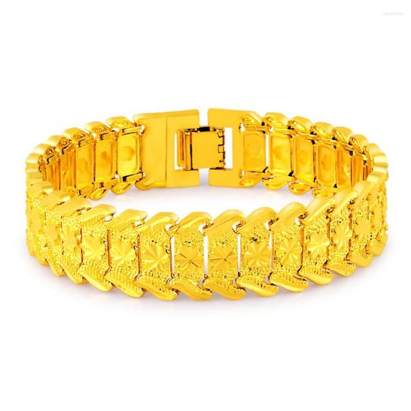 Braccialetti con ciondoli Bracciale in oro giallo 24K Bracciale in oro giallo 16MM placcato a forma di cuore per regali di gioielli da donna